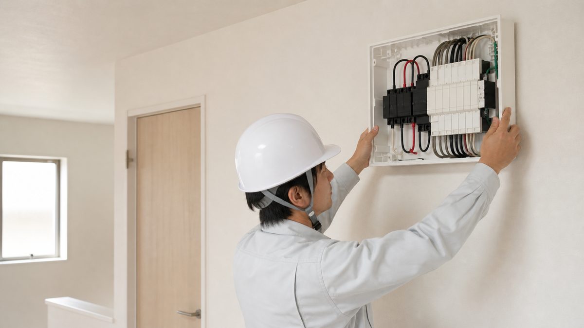 住宅の分電盤を取り付ける交換工事