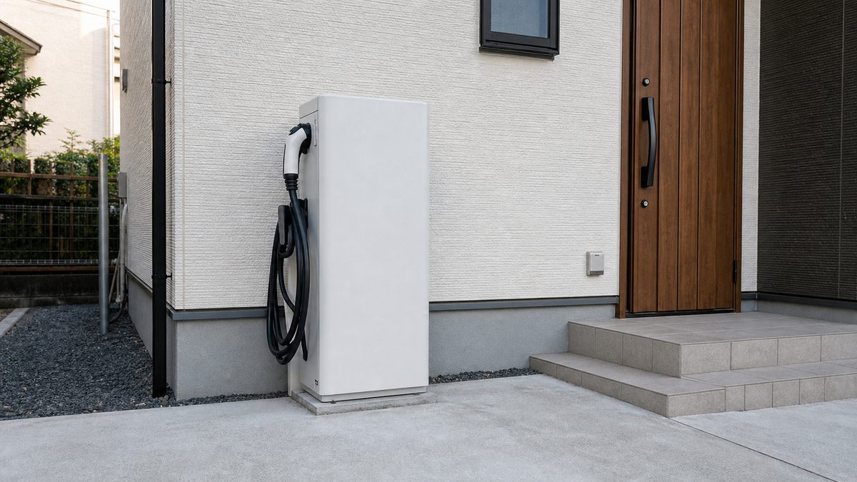 V2H充放電設備と接続された充電ケーブル